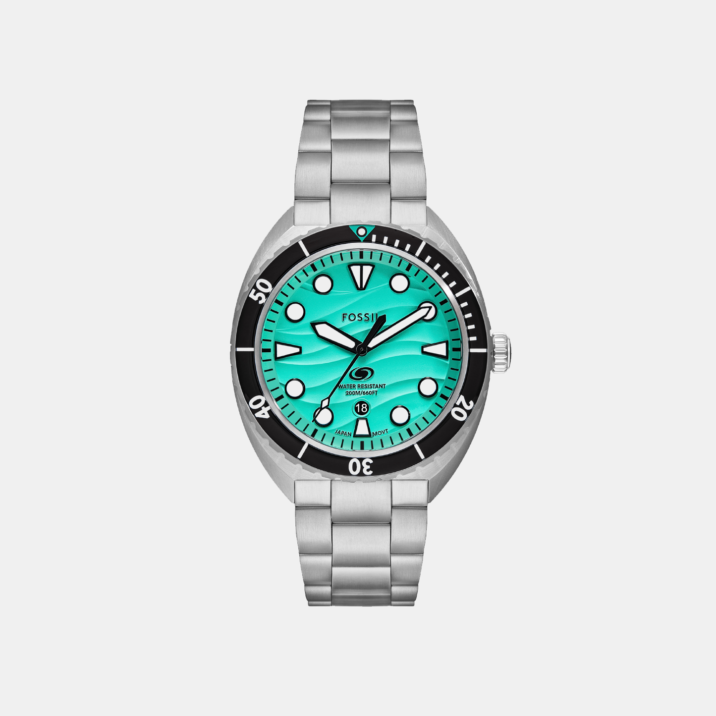 Men Quartz Date Green Dial Analog Stainless Steel Watch FS6066