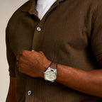 Everett Men Quartz Cream Dial Analog Leather Watch FS6071