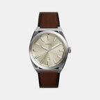 Everett Men Quartz Cream Dial Analog Leather Watch FS6071
