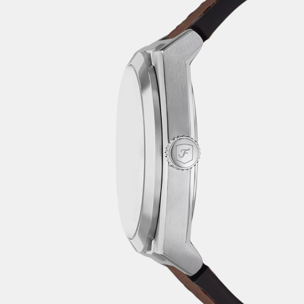 Everett Men Quartz Cream Dial Analog Leather Watch FS6071