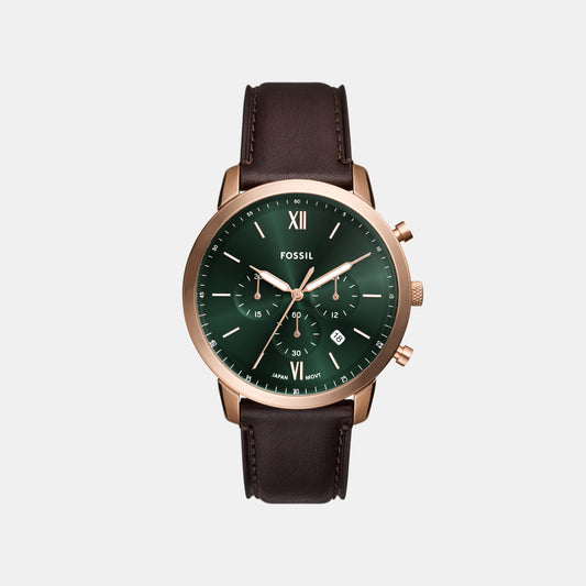 Neutra Men Quartz Green Dial Chronograph Leather Watch FS6073