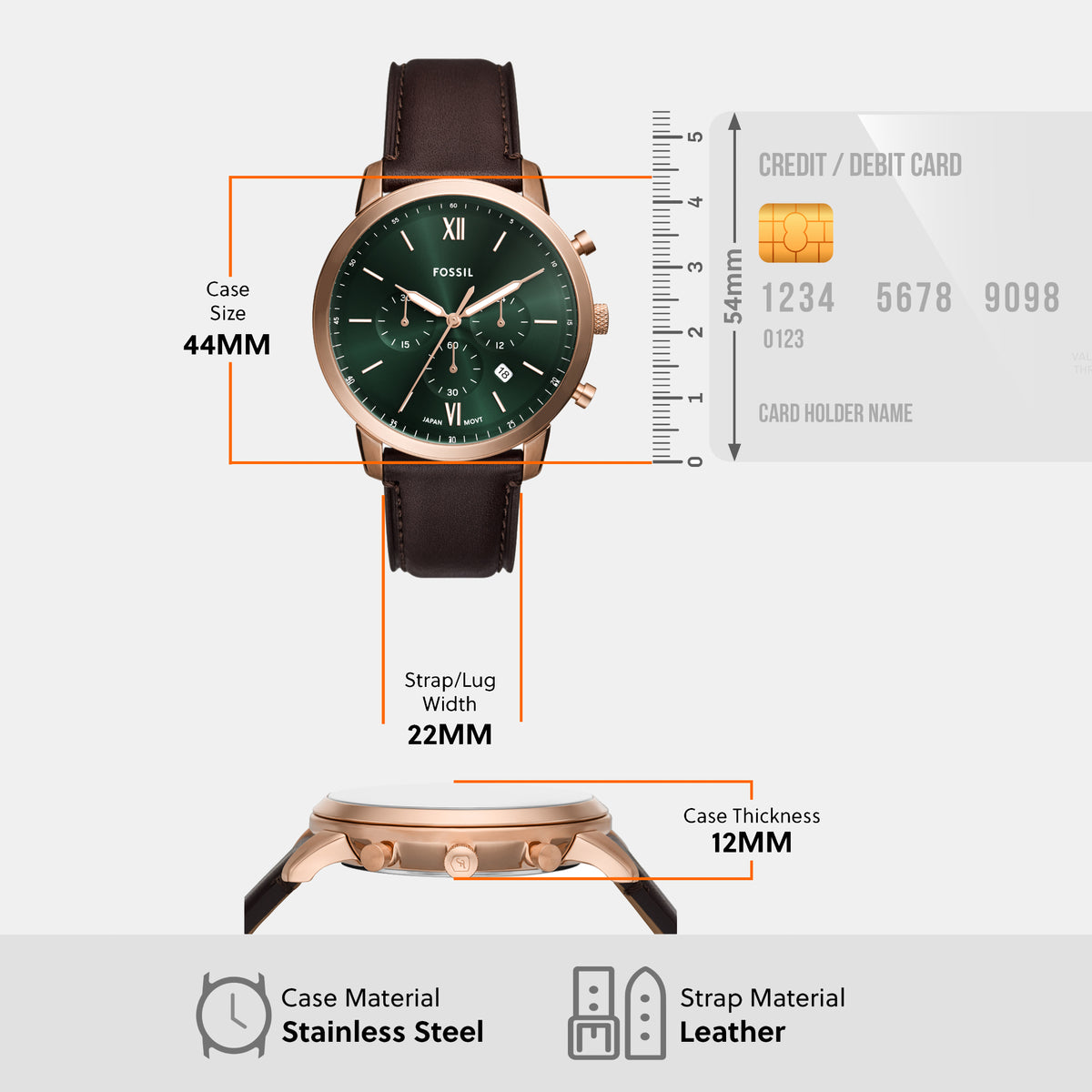Fossil Leather Green watch