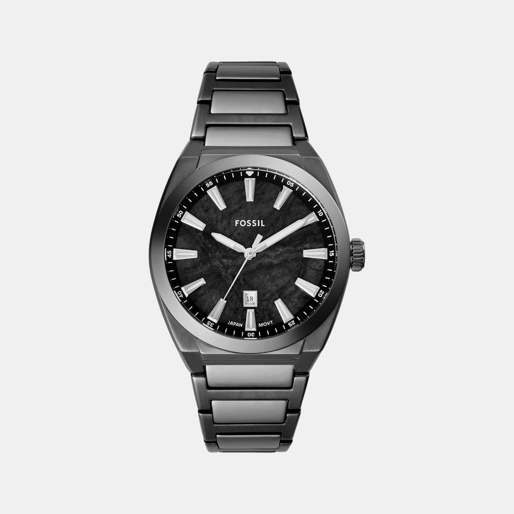 Everett Men Quartz Black Dial Analog Stainless Steel Watch FS6075