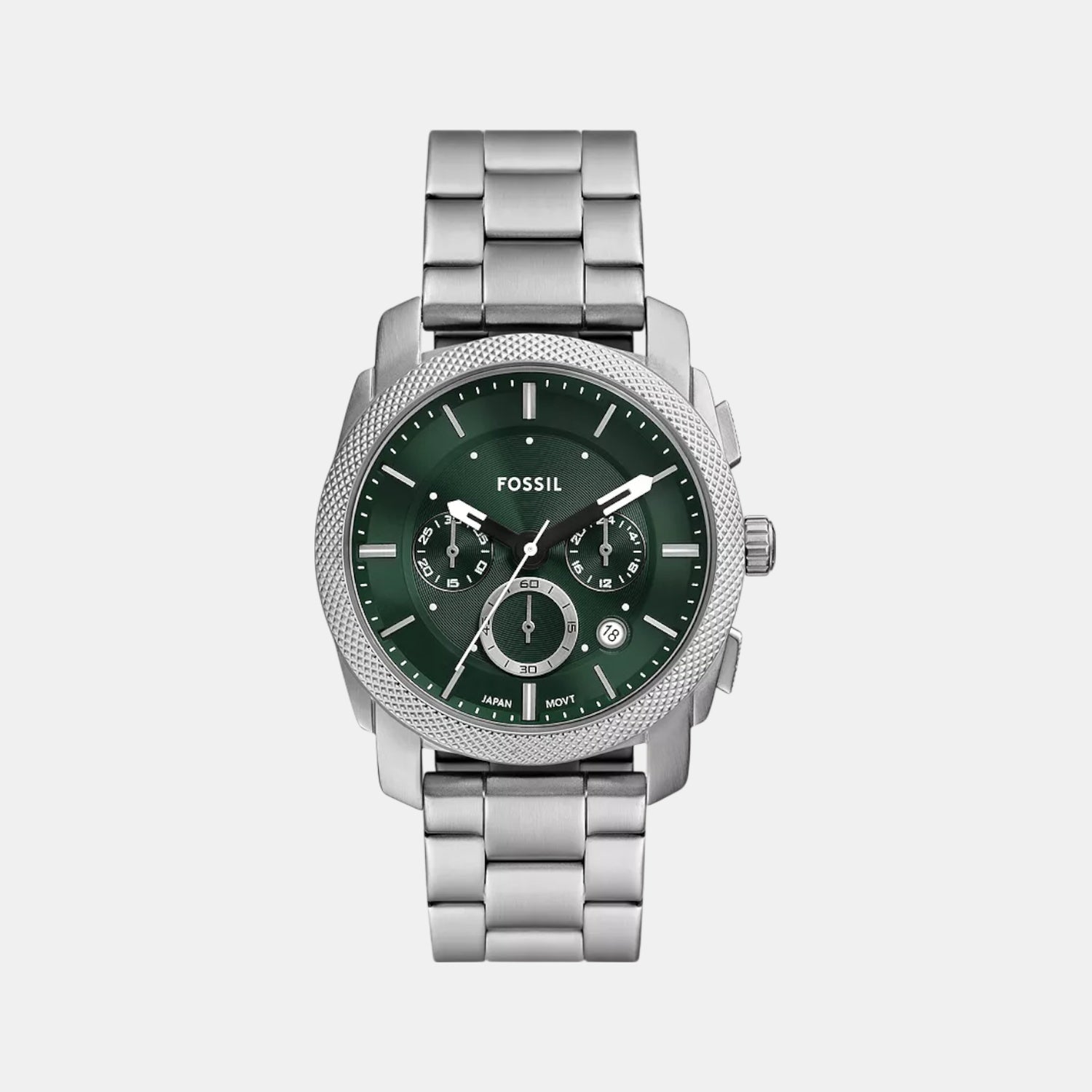 Fossil Machine Men Quartz Green Dial Chronograph Stainless Steel
