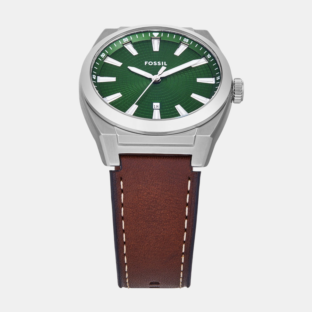 Everett Men Quartz Green Dial Analog Leather Watch FS6080SET