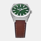 Everett Men Quartz Green Dial Analog Leather Watch FS6080SET