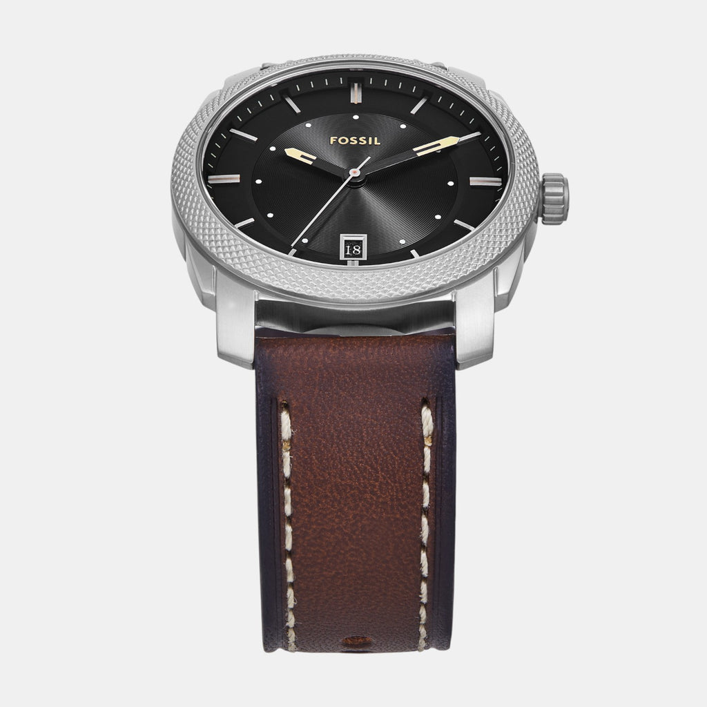 Machine Men Quartz Black Dial Analog Leather Watch FS6081SET