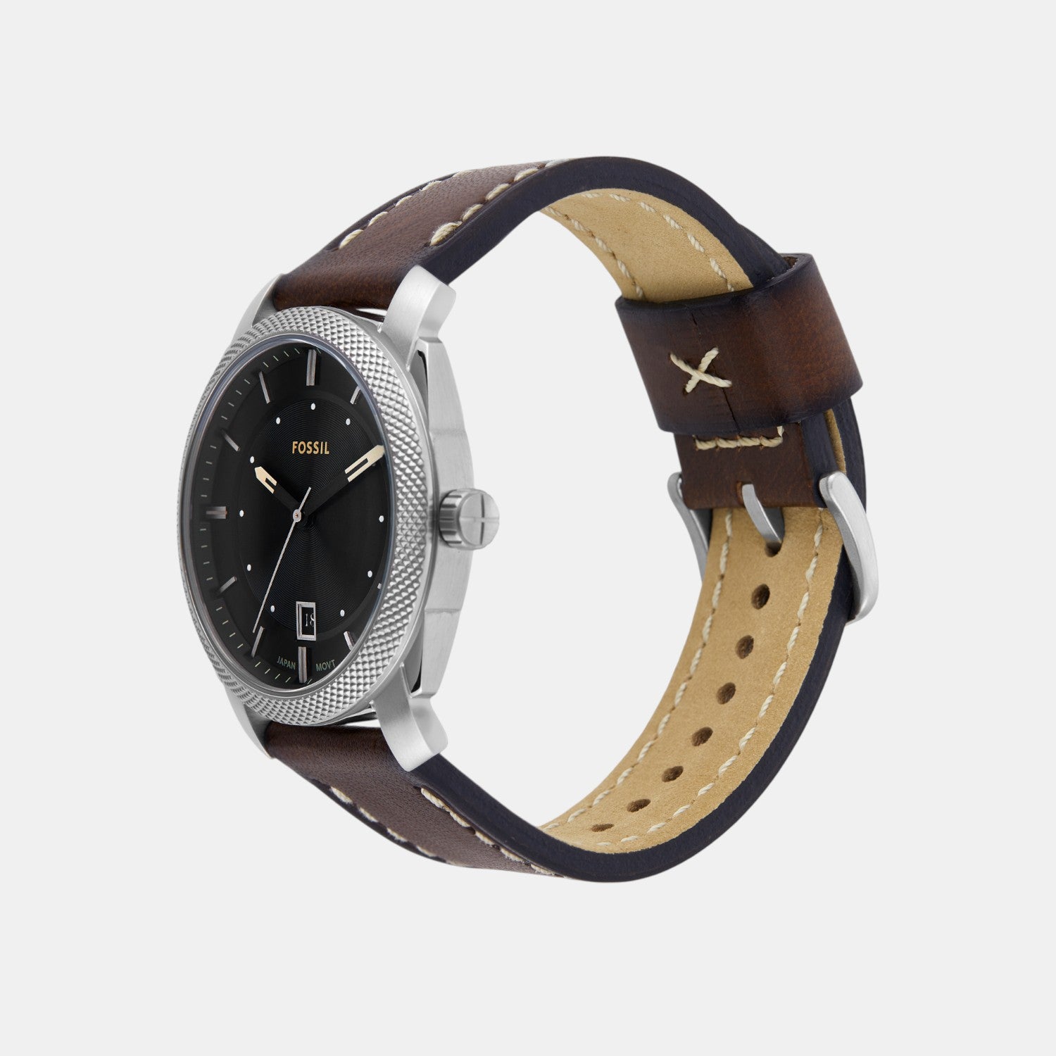 Machine Men Quartz Black Dial Analog Leather Watch FS6081SET