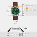 Machine Men Quartz Green Dial Analog Leather Watch FS6085