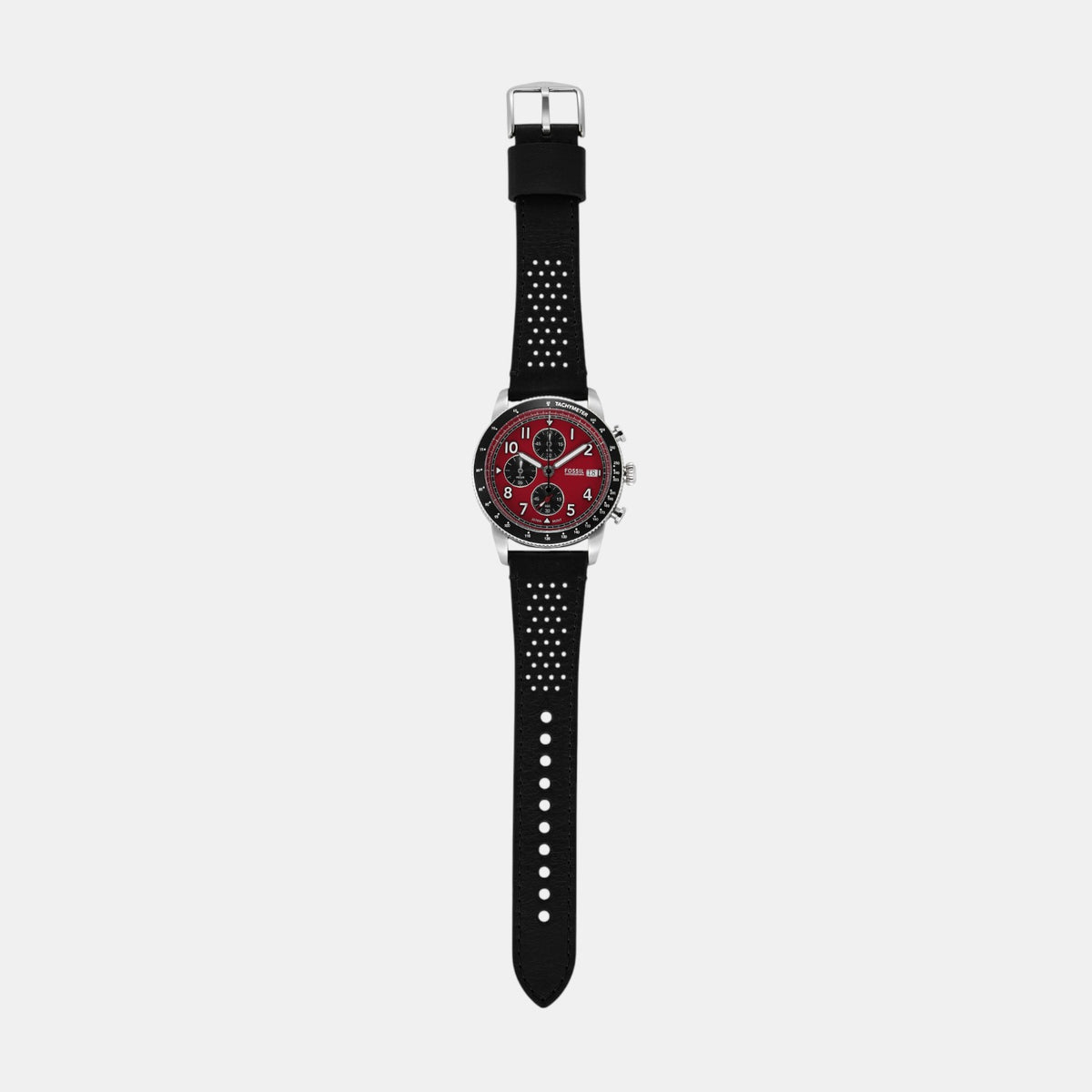Sport Tourer Men Quartz Red Dial Chronograph Leather Watch FS6086