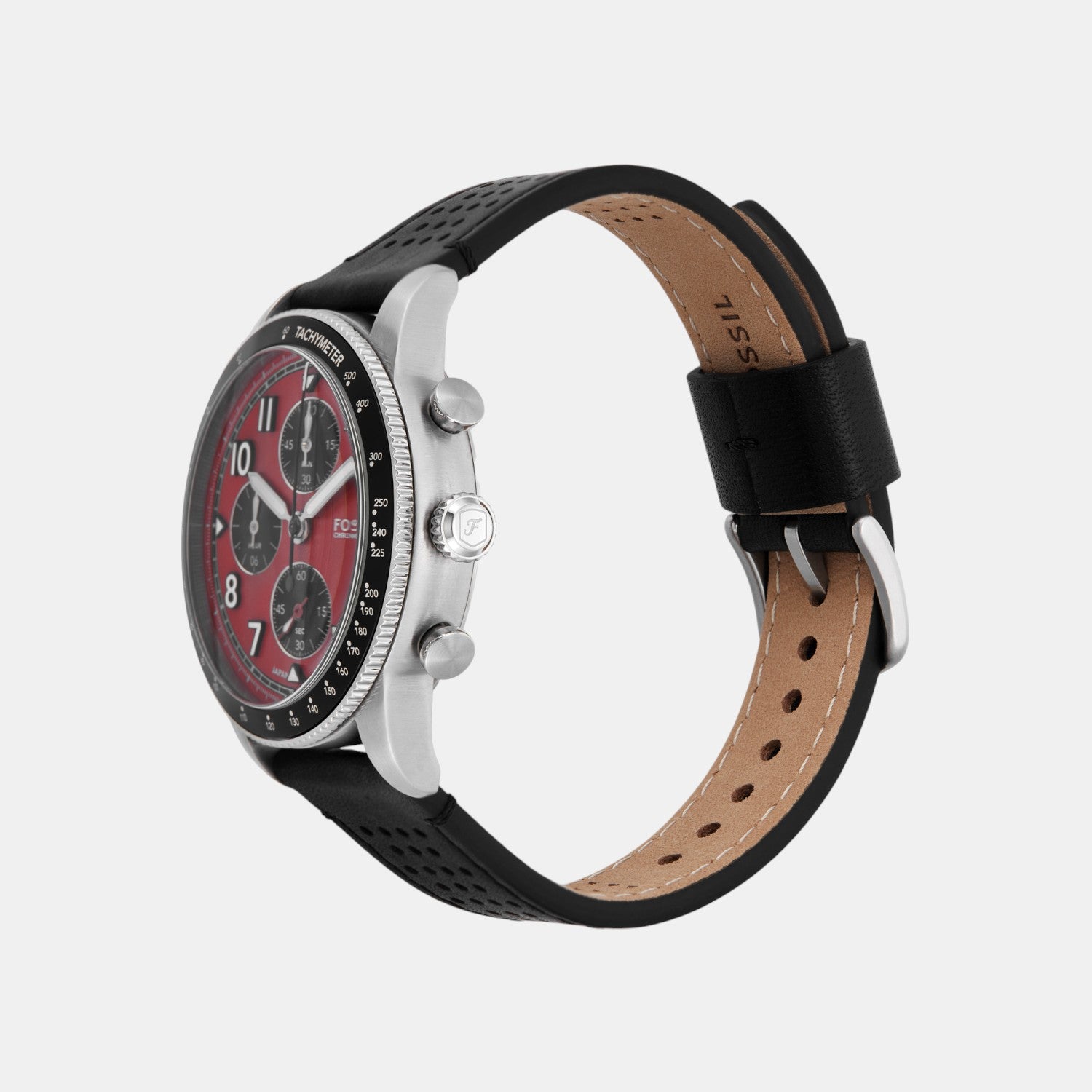 Sport Tourer Men Quartz Red Dial Chronograph Leather Watch FS6086