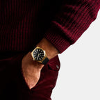 Everett Men Quartz Black Dial Analog Leather Watch FS6089