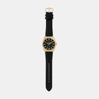 Everett Men Quartz Black Dial Analog Leather Watch FS6089