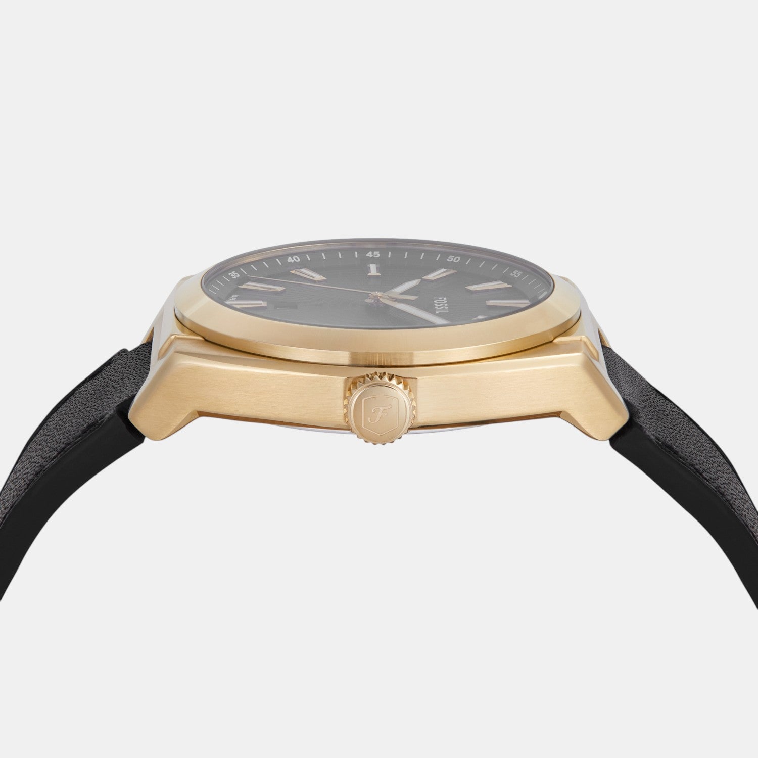 Everett Men Quartz Black Dial Analog Leather Watch FS6089