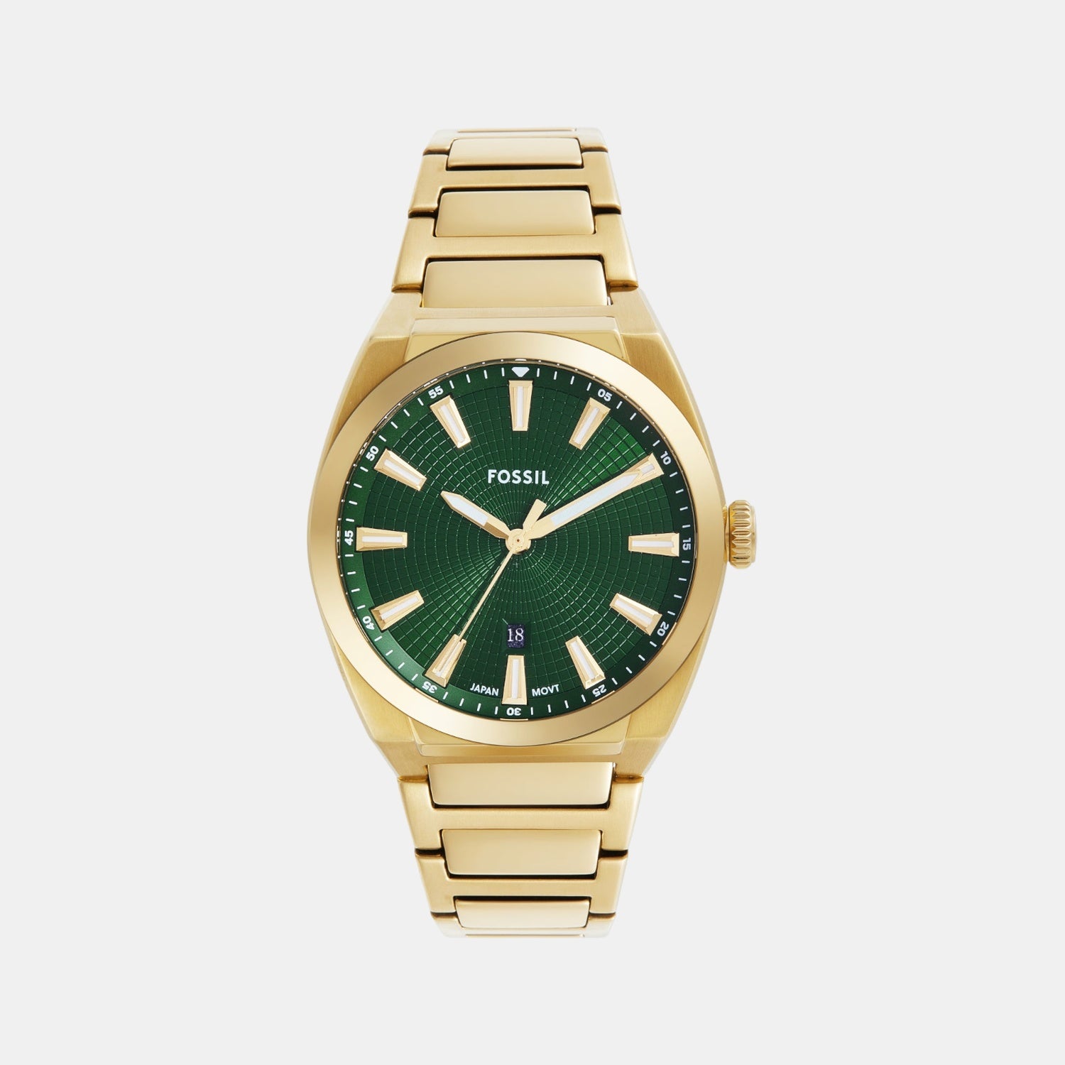 Everett Men Quartz Green Dial Analog Stainless Steel Watch FS6090