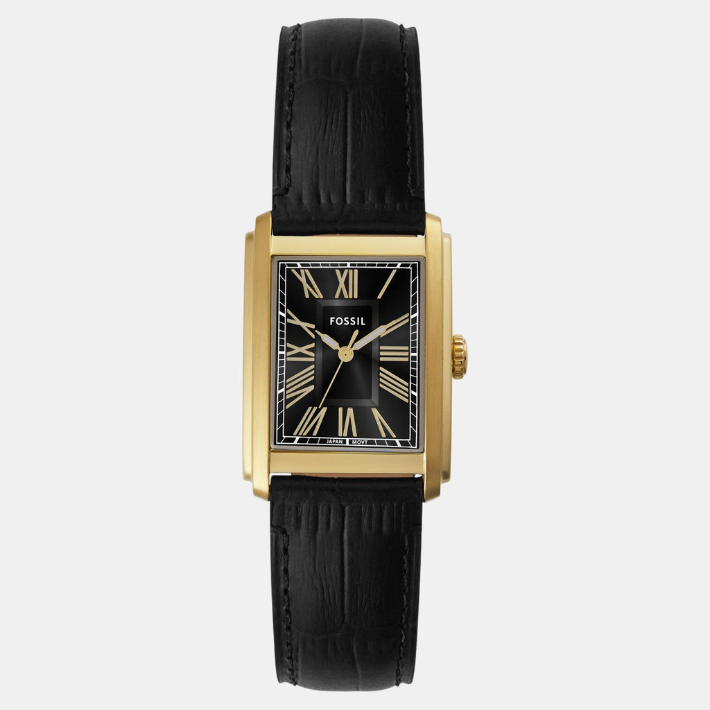 Carraway Men Quartz Black Dial Analog Leather Watch FS6091