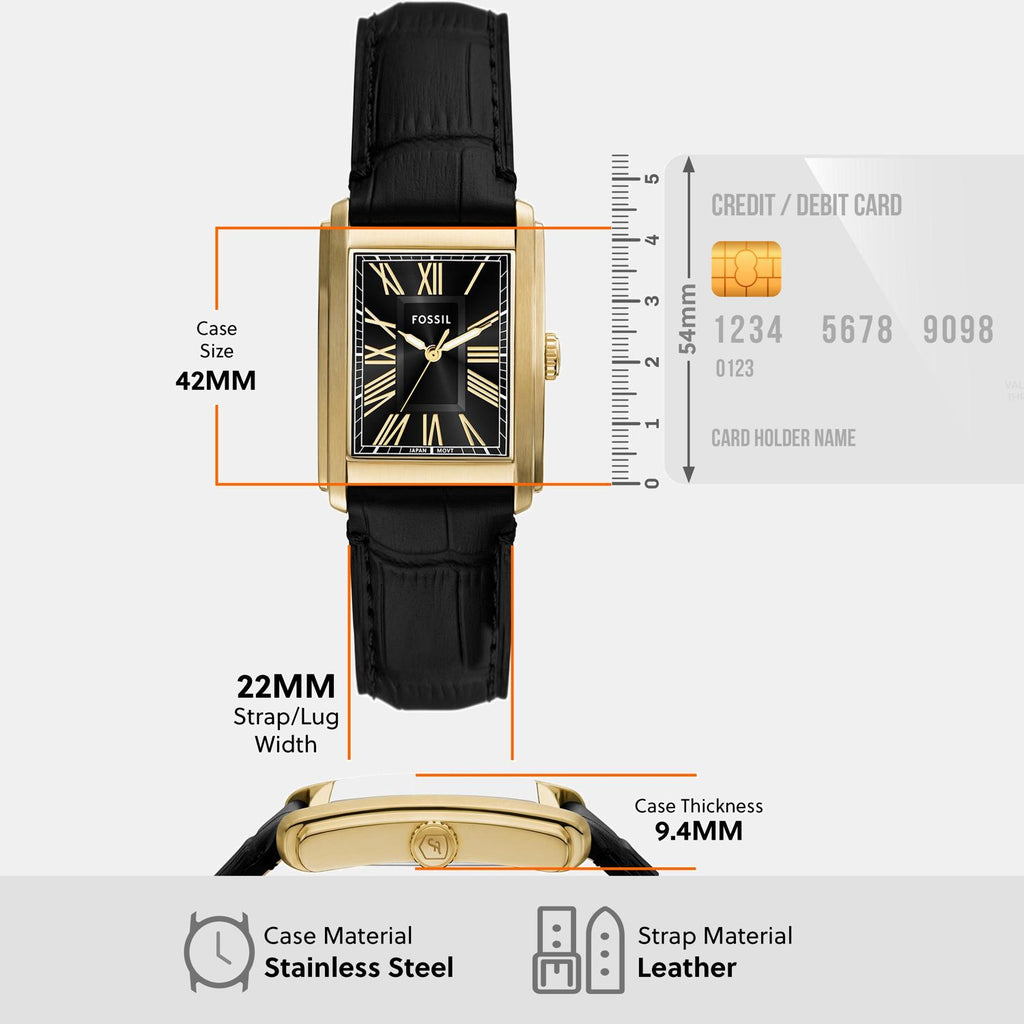 Carraway Men Quartz Black Dial Analog Leather Watch FS6091