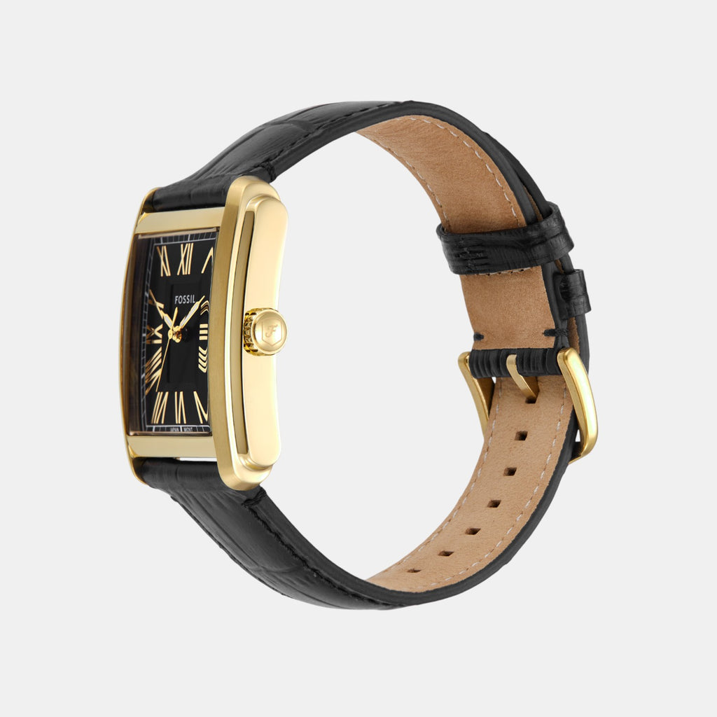 Carraway Men Quartz Black Dial Analog Leather Watch FS6091