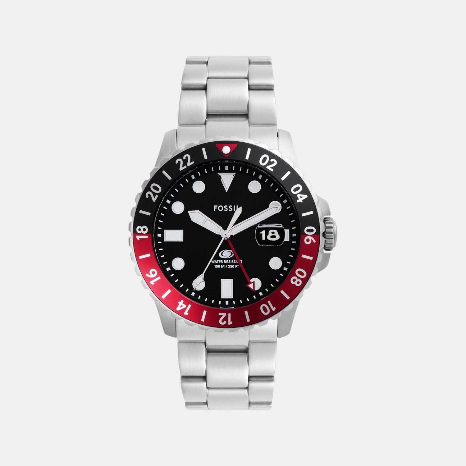 Fossil Blue GMT Men Black Dial Analog Stainless Steel Watch FS6092