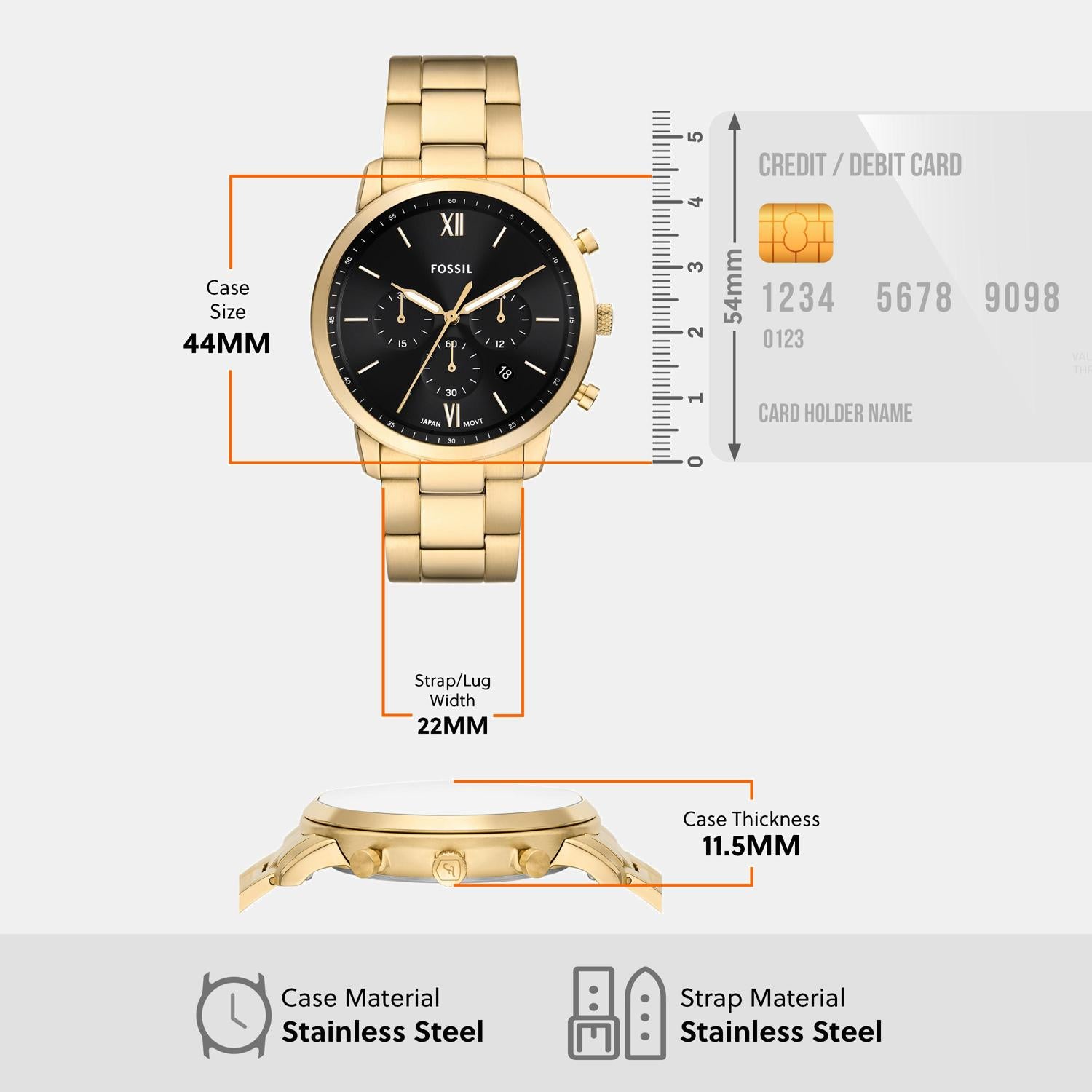 Neutra Men Quartz Black Dial Chronograph Stainless Steel Watch FS6093