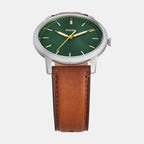 Minimalist Men Quartz Green Dial Analog Leather Watch FS6094