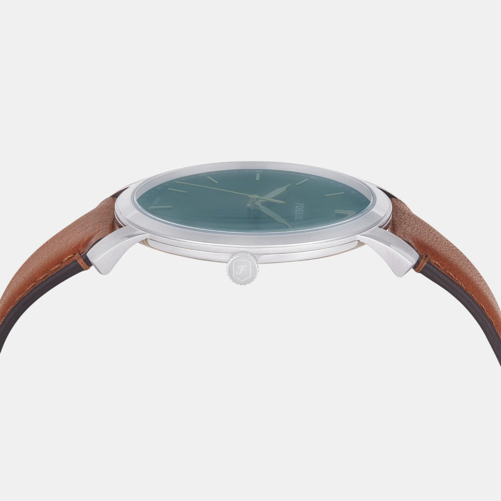 Minimalist Men Quartz Green Dial Analog Leather Watch FS6094