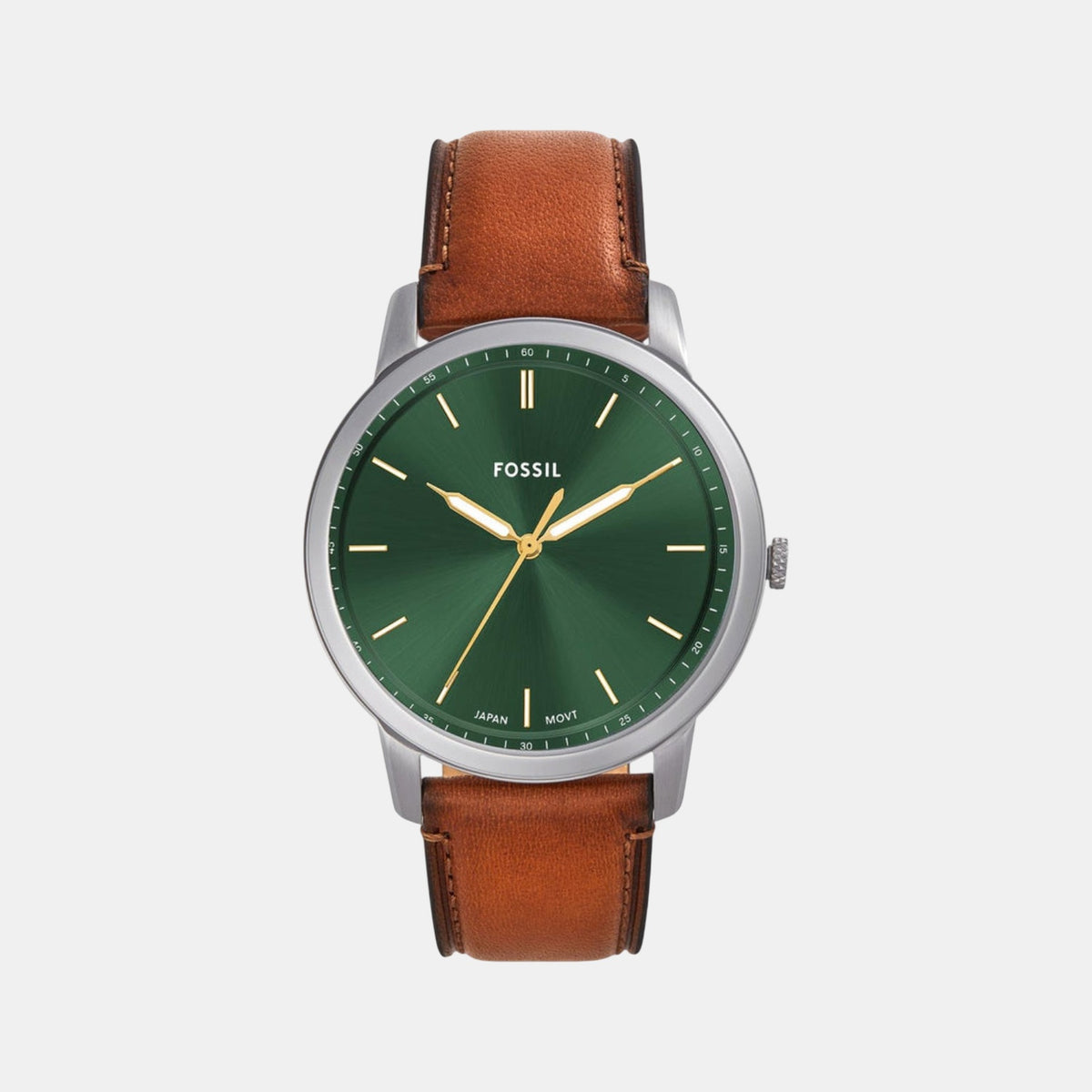 Minimalist Men Quartz Green Dial Analog Leather Watch FS6094