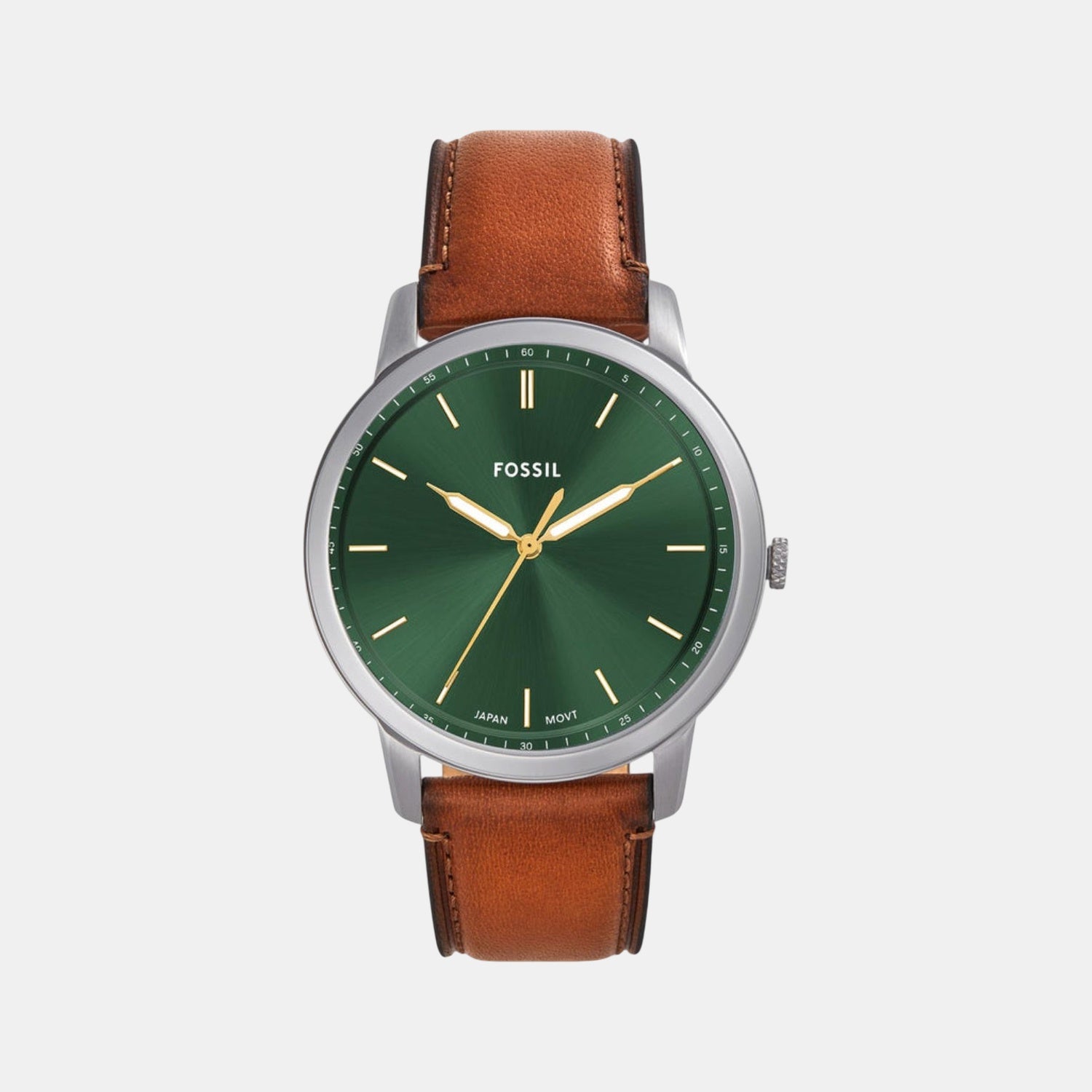 Minimalist Men Quartz Green Dial Analog Leather Watch FS6094