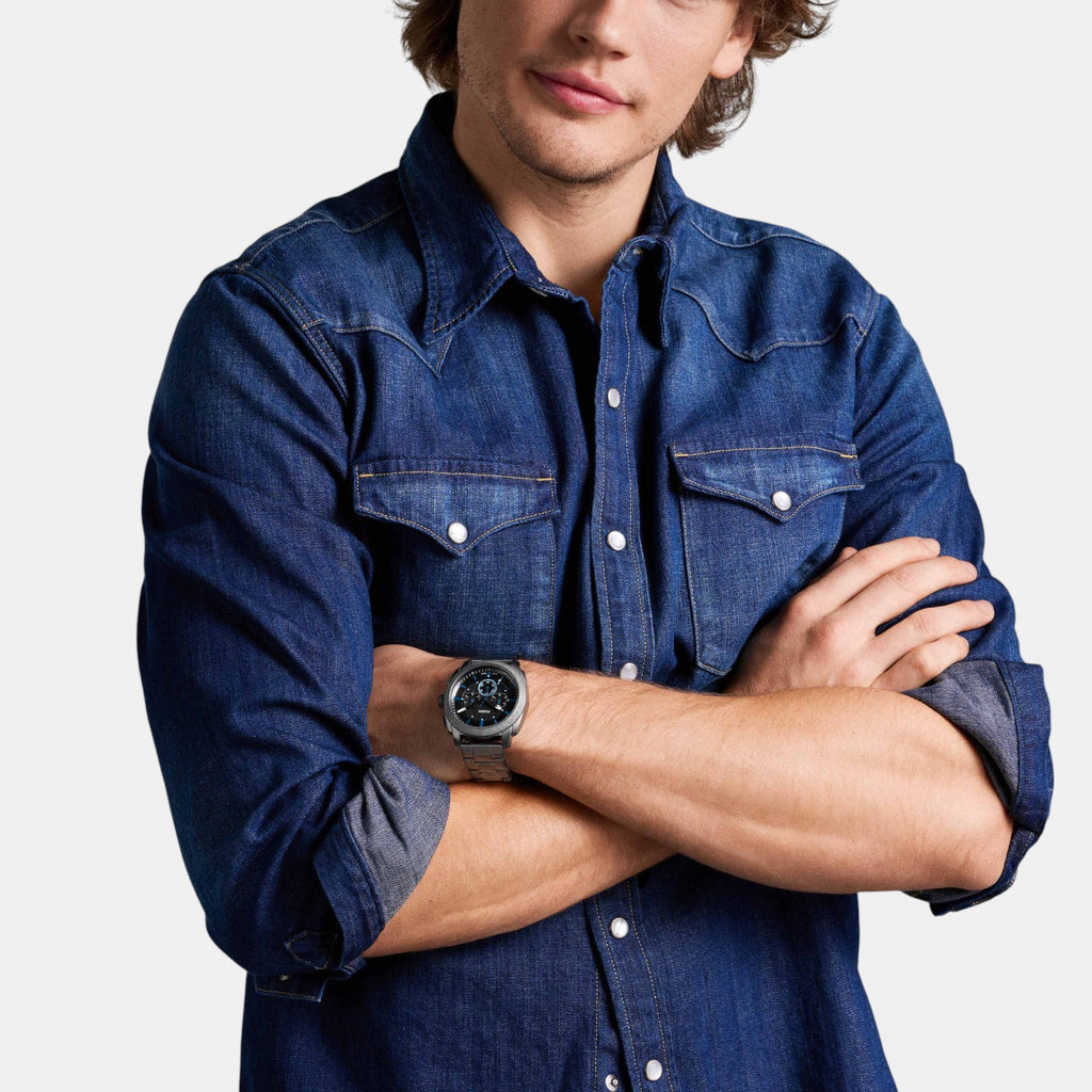 Machine Men Quartz Black Dial Chronograph Stainless Steel Watch FS6098