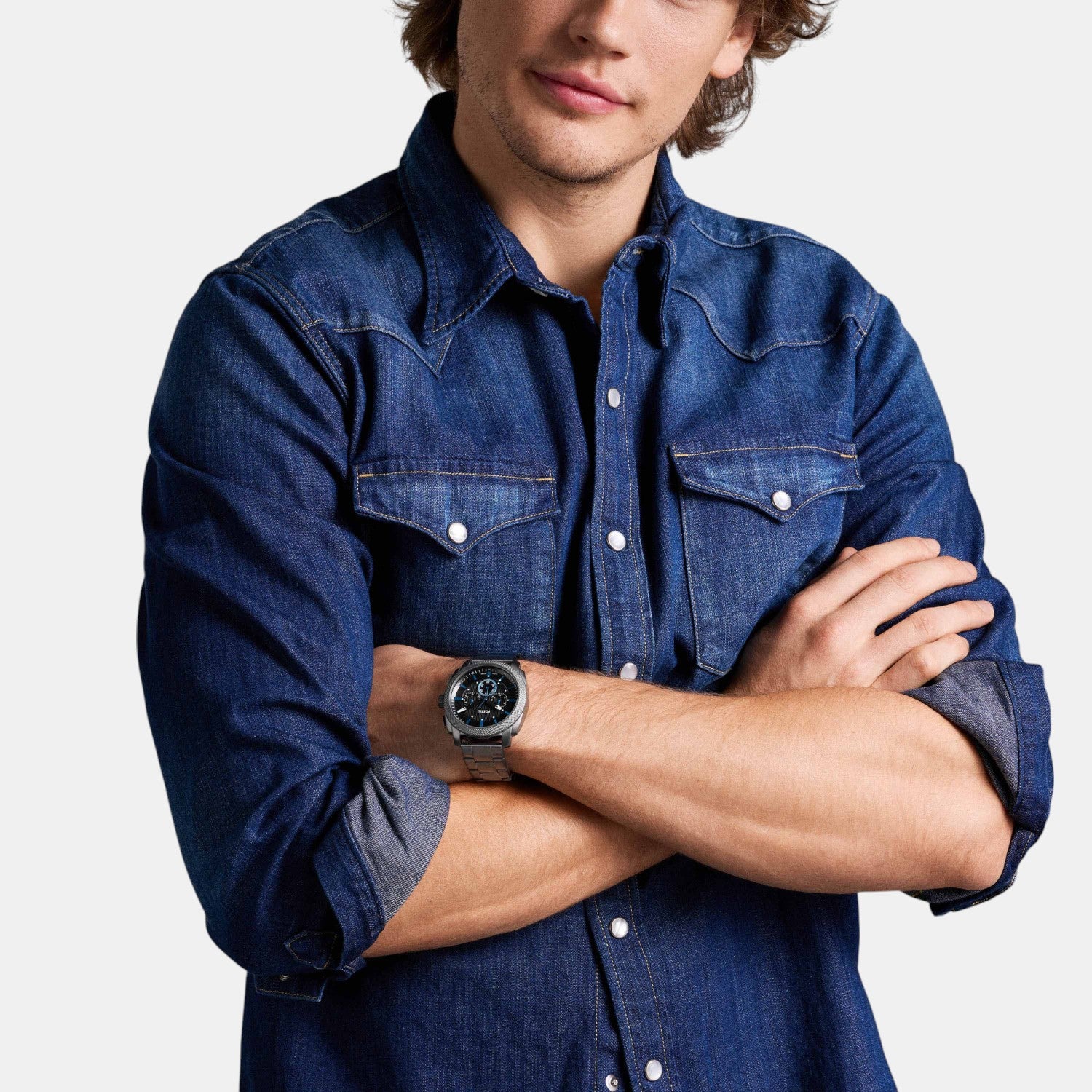 Machine Men Quartz Black Dial Chronograph Stainless Steel Watch FS6098