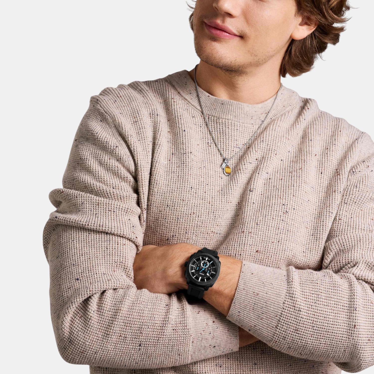 Machine Men Quartz Black Dial Chronograph Silicone Watch FS6099