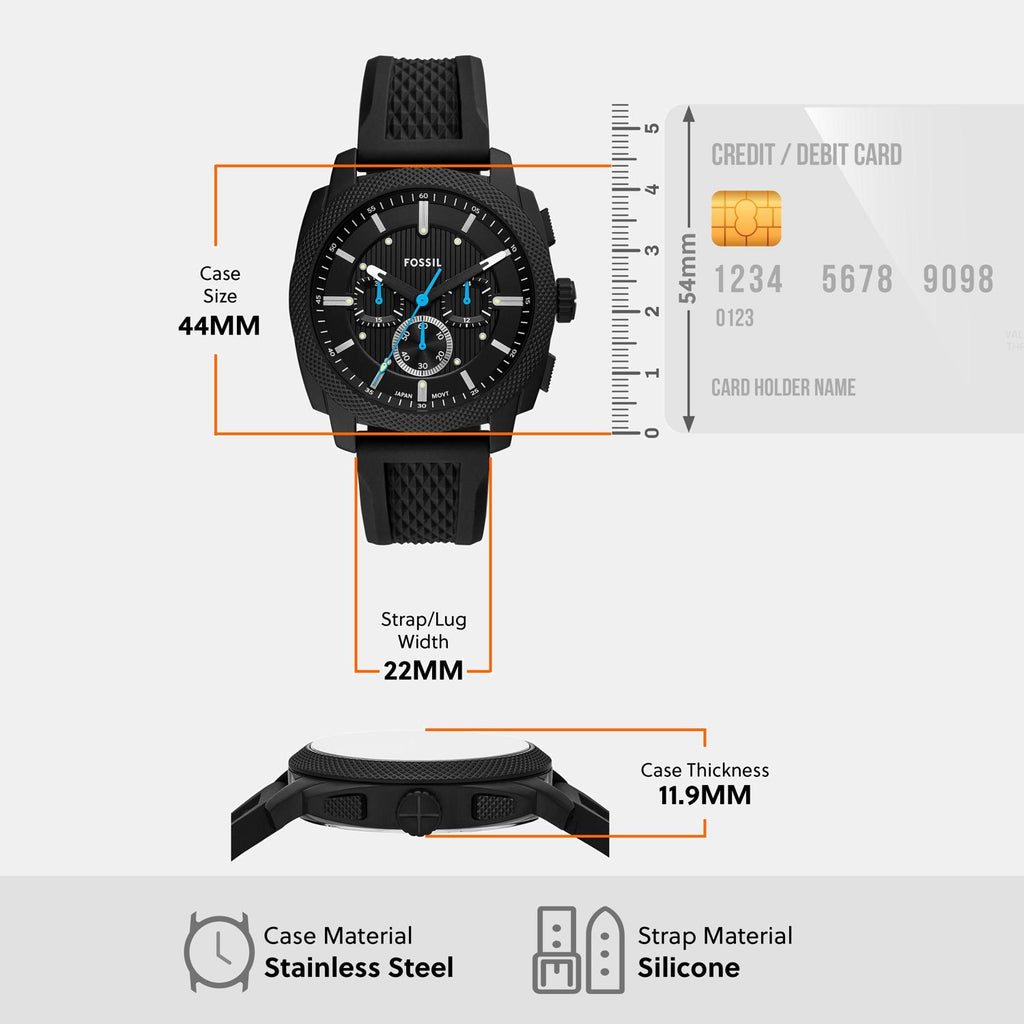 Machine Men Quartz Black Dial Chronograph Silicone Watch FS6099