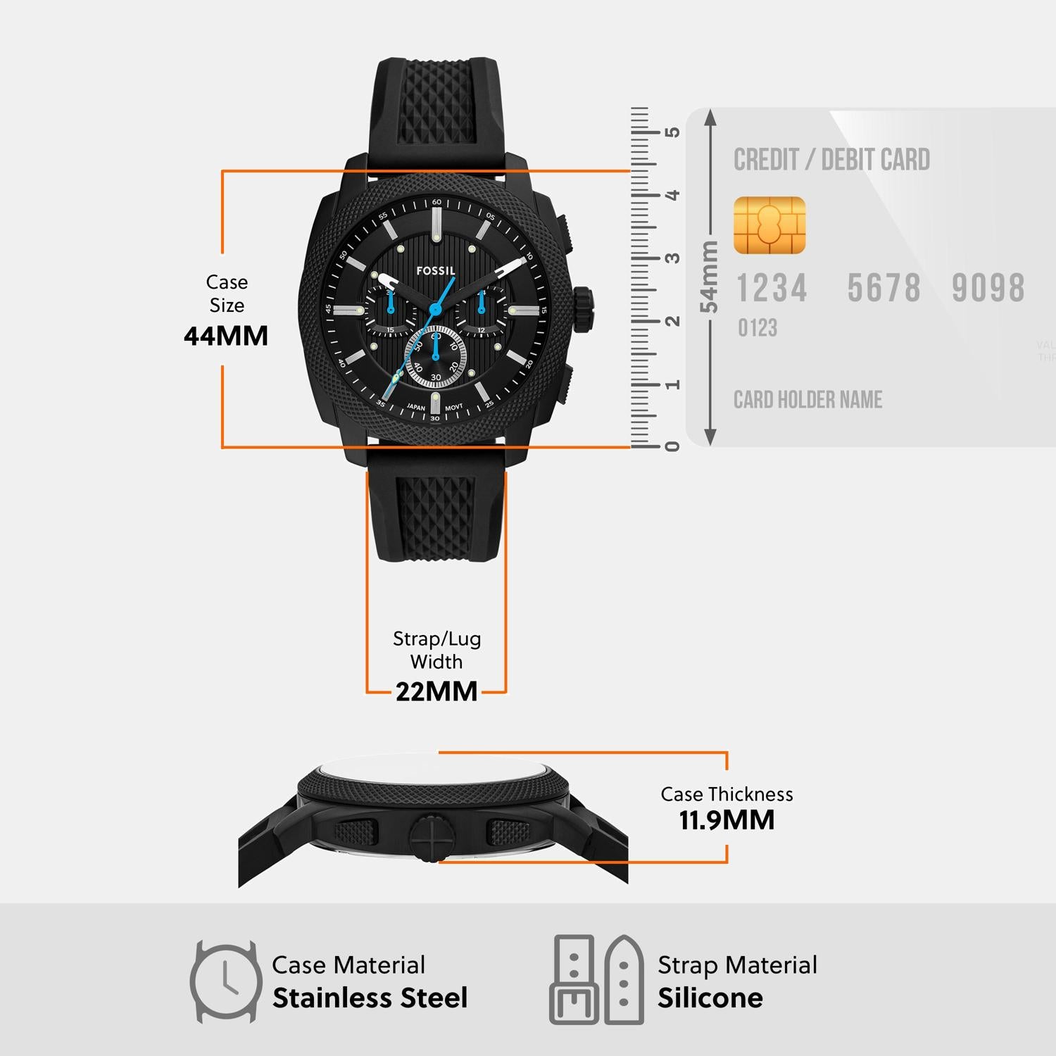 Machine Men Quartz Black Dial Chronograph Silicone Watch FS6099