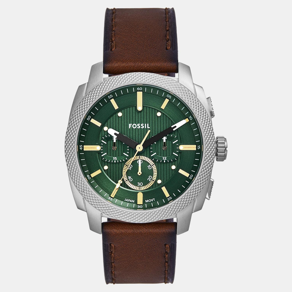 Machine Men Quartz Green Dial Chronograph Leather Watch FS6100