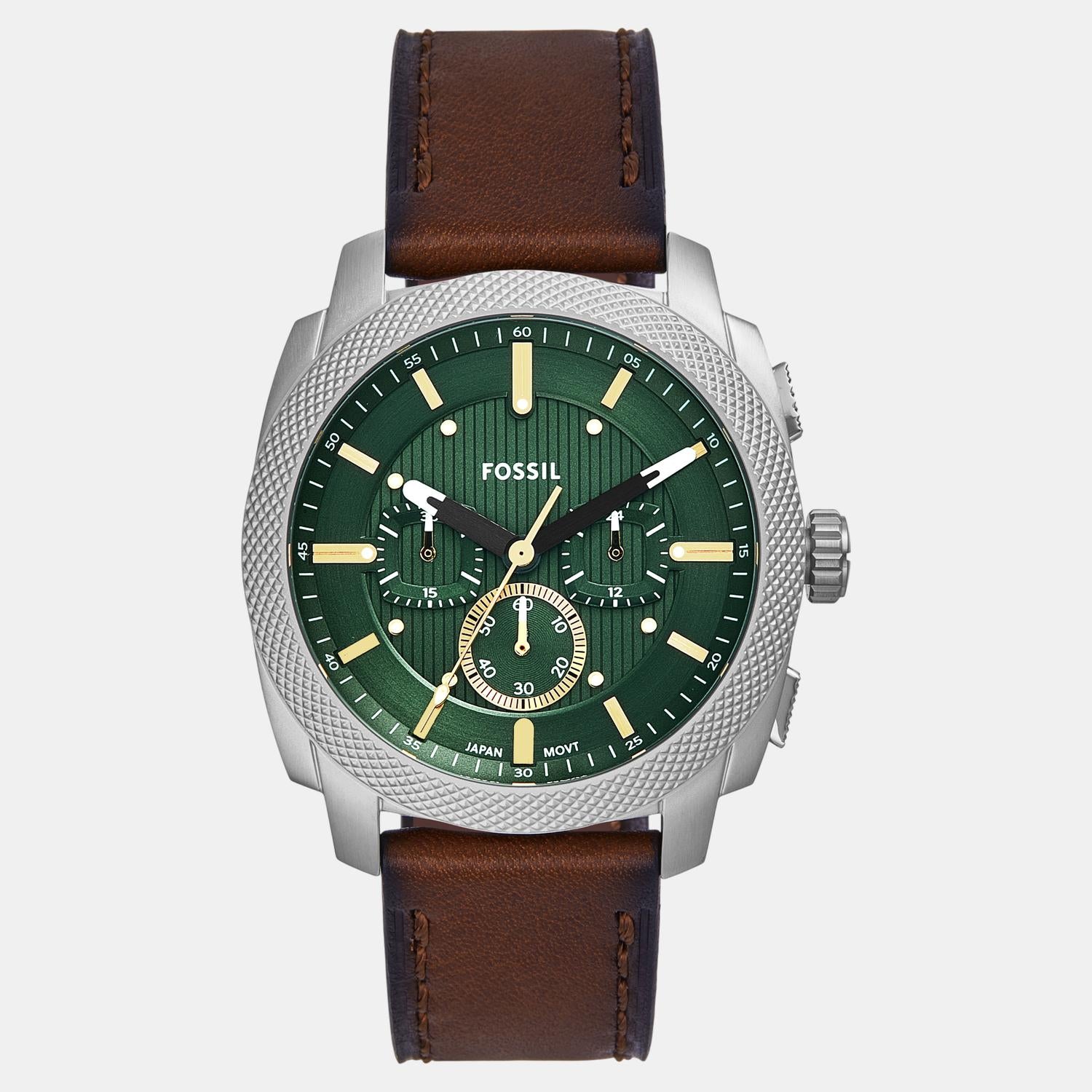 Machine Men Quartz Green Dial Chronograph Leather Watch FS6100