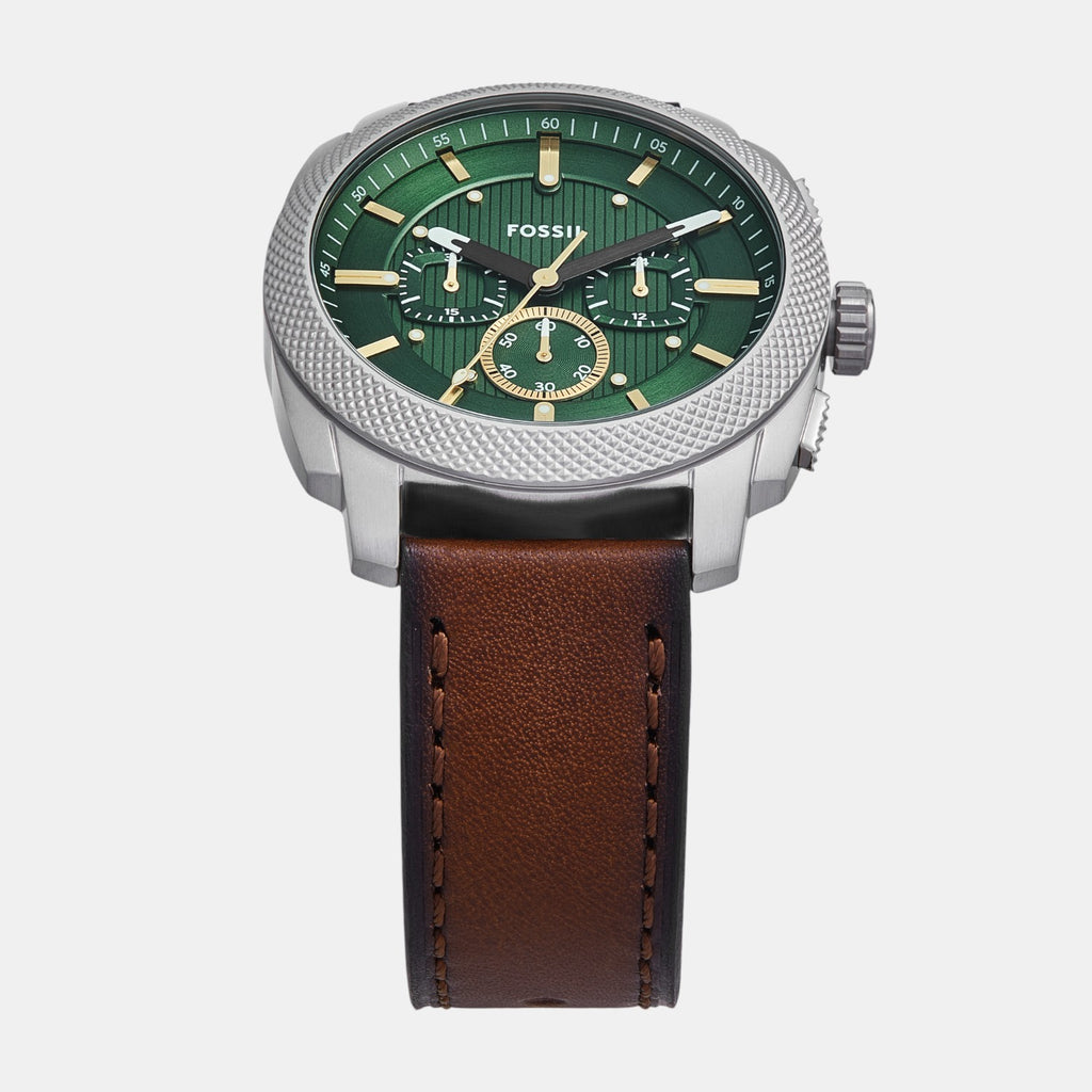 Machine Men Quartz Green Dial Chronograph Leather Watch FS6100