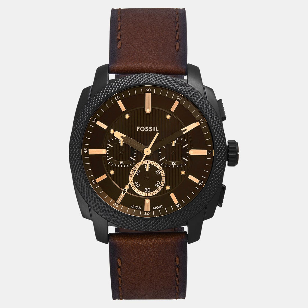 Machine Men Quartz Black Dial Chronograph Leather Watch FS6101