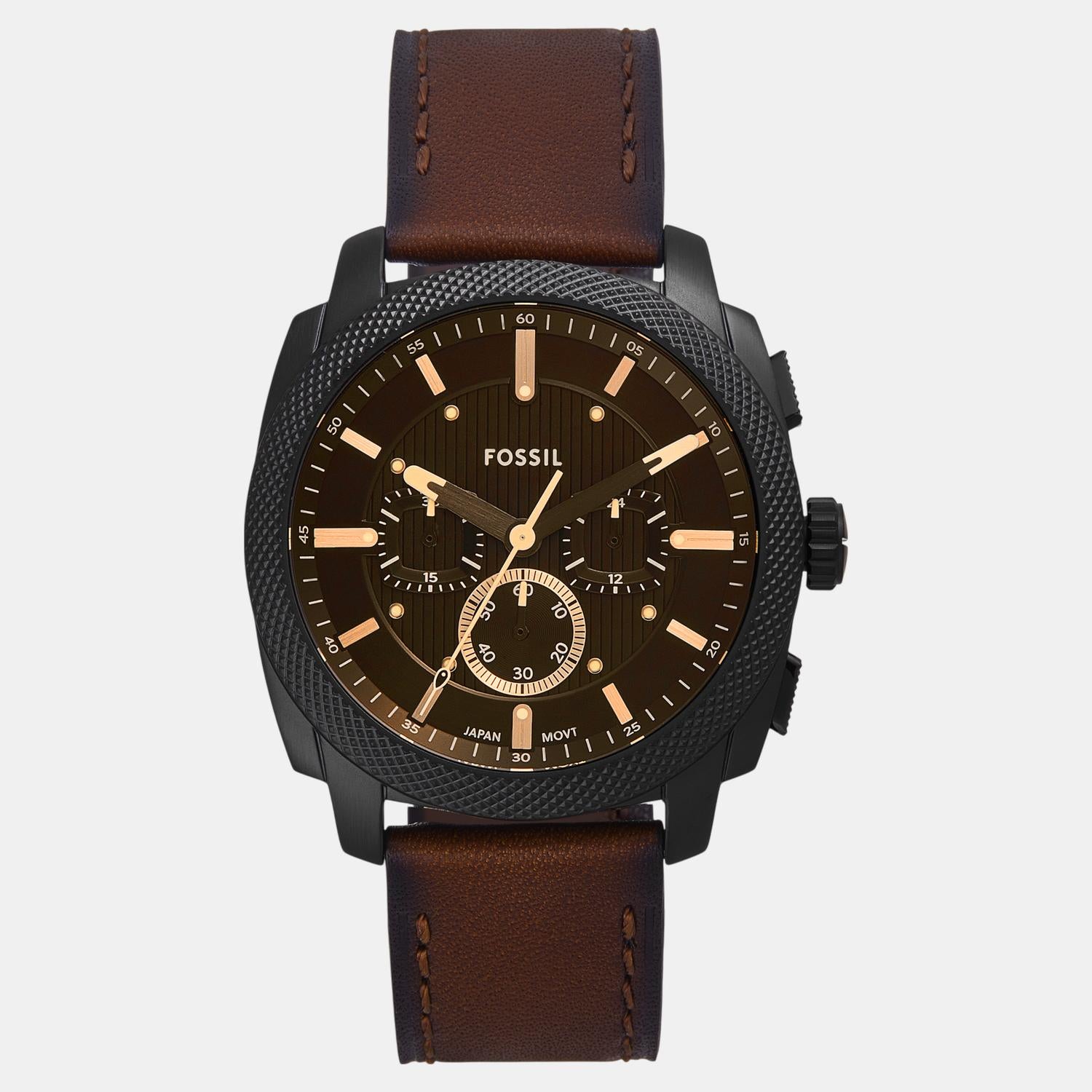 Machine Men Quartz Black Dial Chronograph Leather Watch FS6101