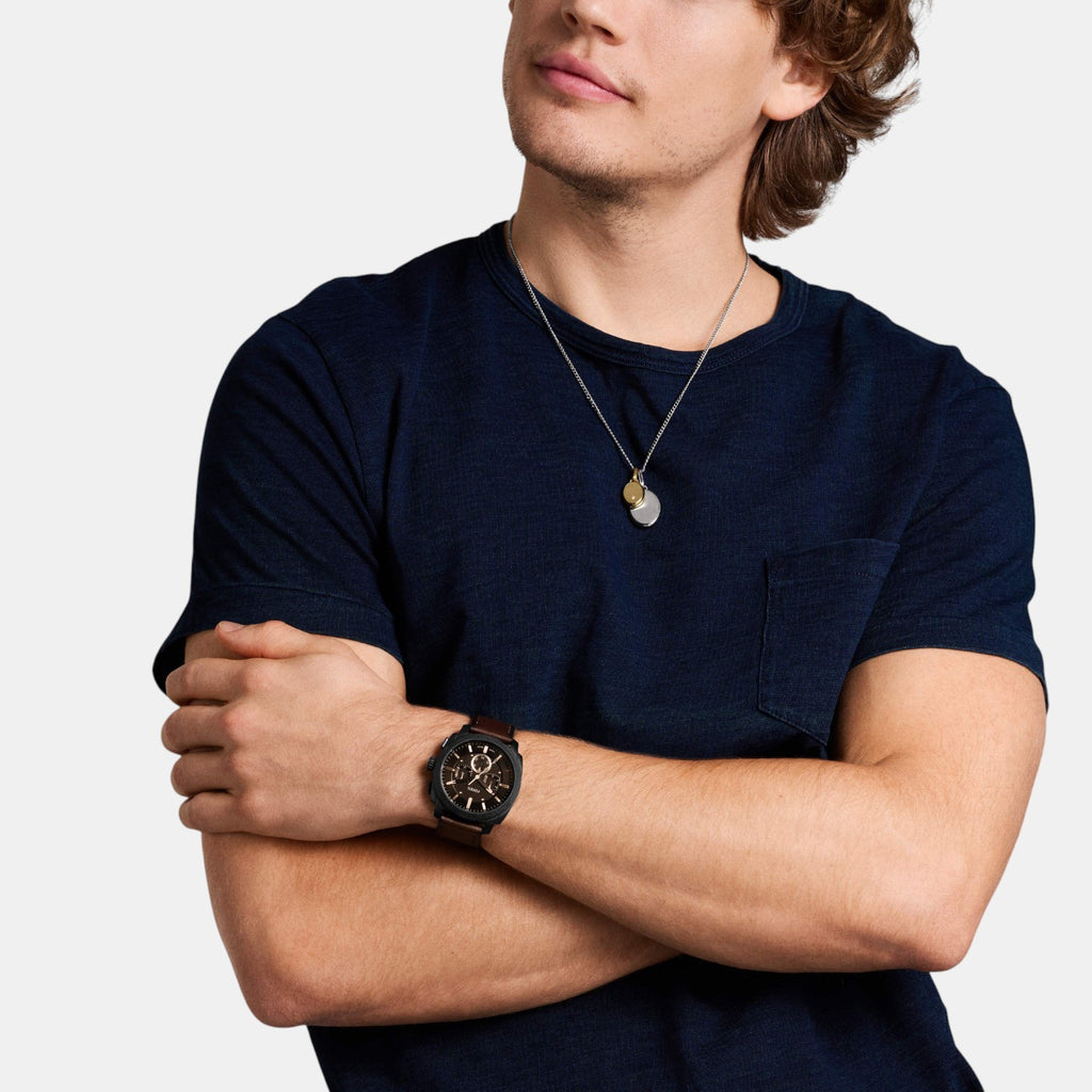 Machine Men Quartz Black Dial Chronograph Leather Watch FS6101