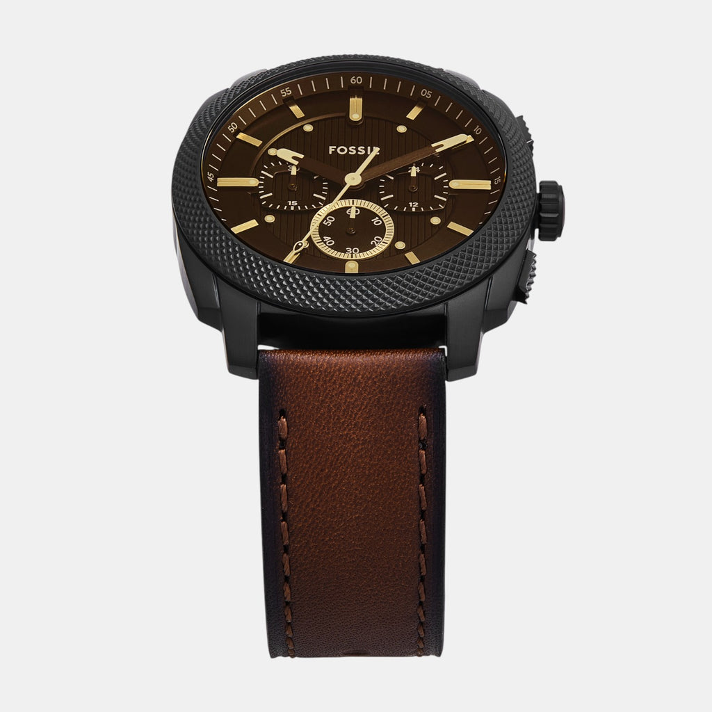 Machine Men Quartz Black Dial Chronograph Leather Watch FS6101
