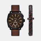 Machine Men Quartz Black Dial Chronograph Leather Watch FS6102SET