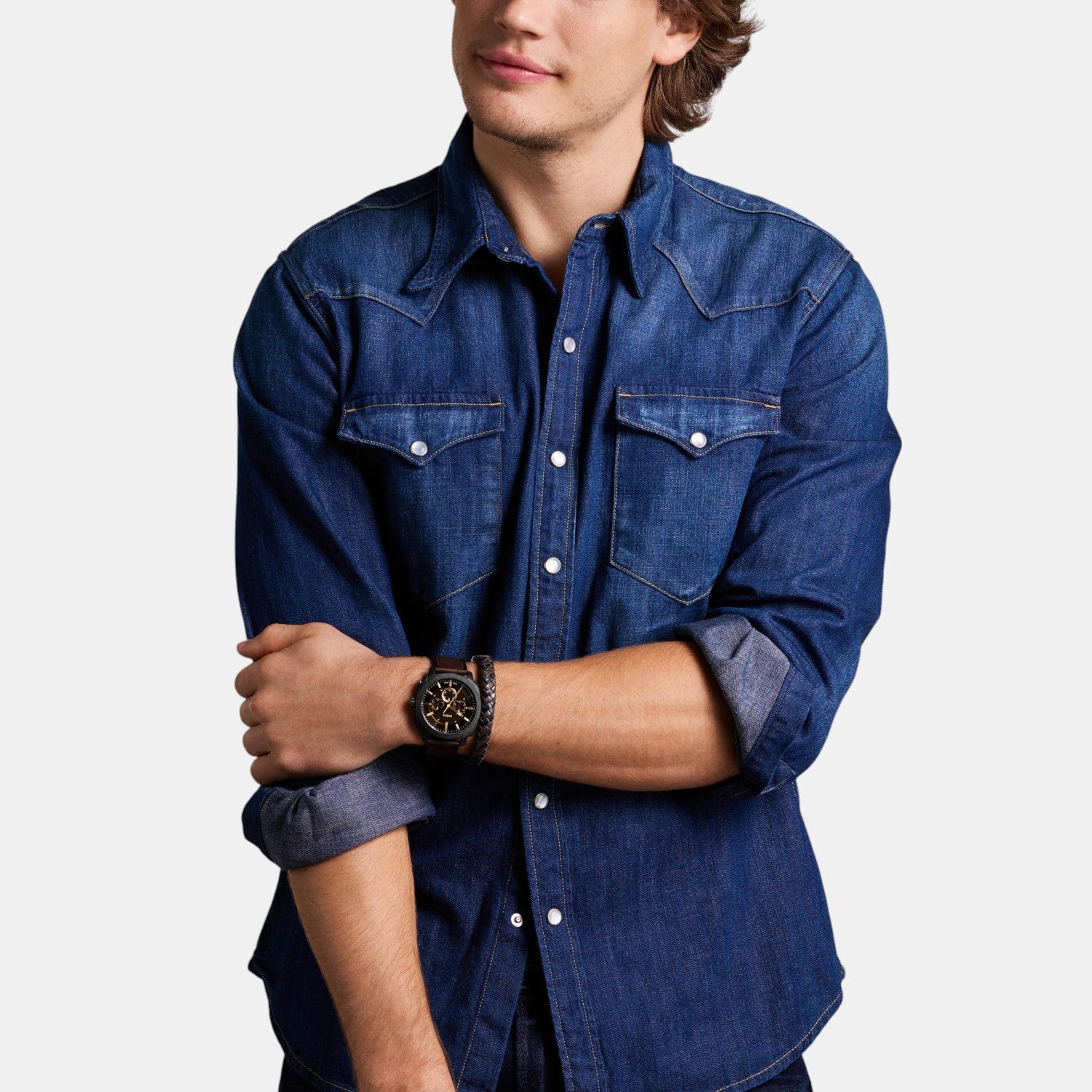 Machine Men Quartz Black Dial Chronograph Leather Watch FS6102SET