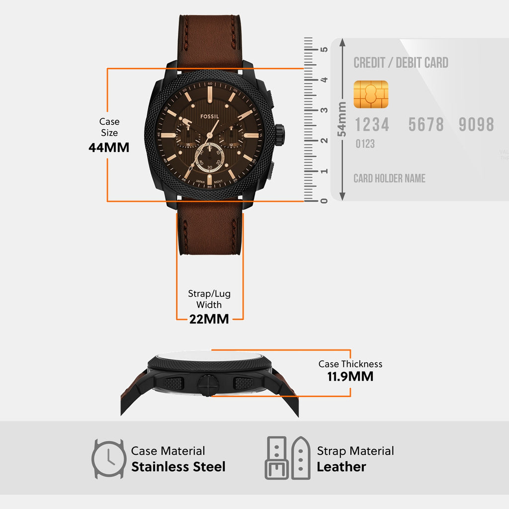 Machine Men Quartz Black Dial Chronograph Leather Watch FS6102SET