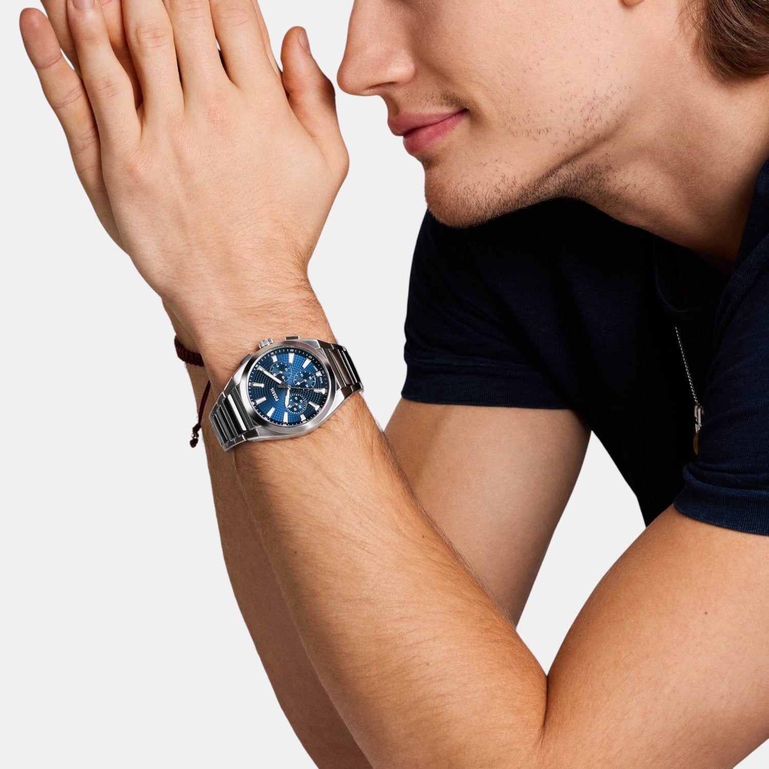 Everett Men Quartz Blue Dial Chronograph Stainless Steel Watch FS6104