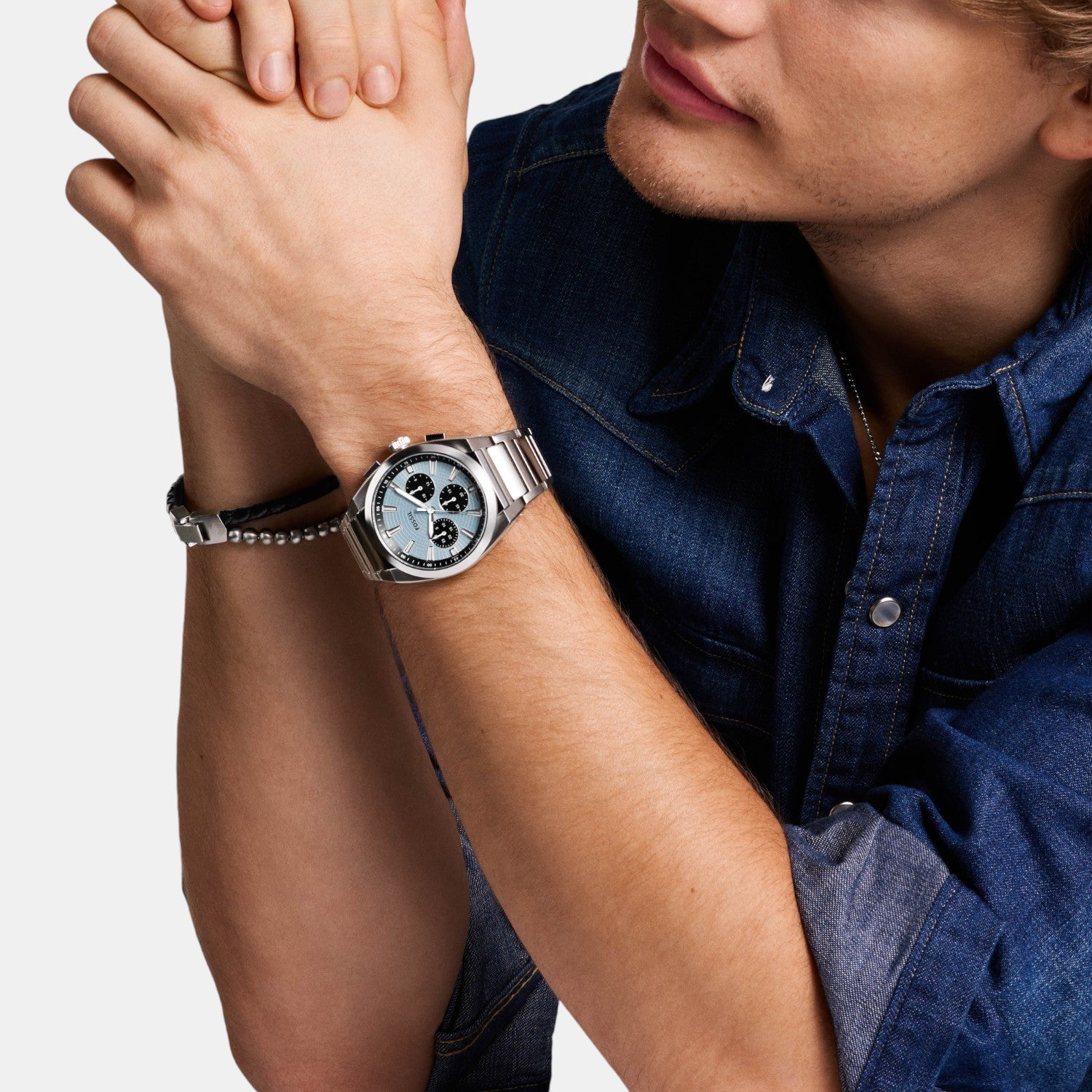 Everett Men Quartz Blue Dial Chronograph Stainless Steel Watch FS6105