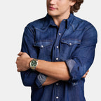 Everett Men Quartz Green Dial Chronograph Stainless Steel Watch FS6106