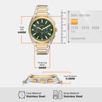 Everett Men Quartz Green Dial Chronograph Stainless Steel Watch FS6106