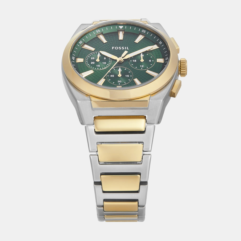 Everett Men Quartz Green Dial Chronograph Stainless Steel Watch FS6106
