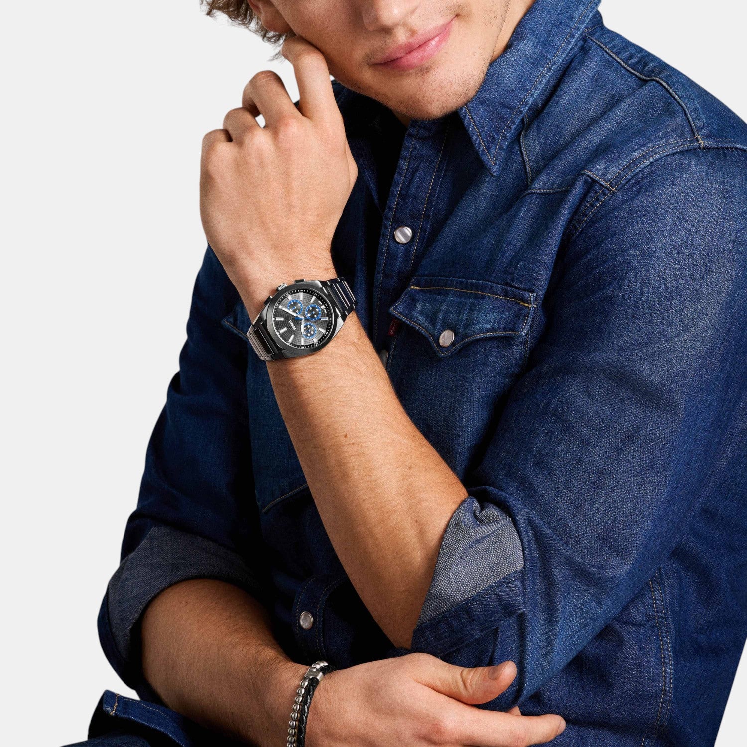 Everett Men Quartz Grey Dial Chronograph Stainless Steel Watch FS6107