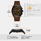 Everett Men Quartz Black Dial Chronograph Leather Watch FS6108